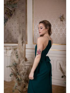 One-size mušelínové maxi šaty- tmavozelené