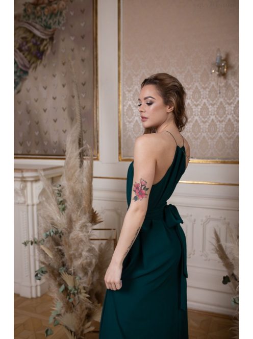 One-size mušelínové maxi šaty- tmavozelené