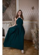 One-size mušelínové maxi šaty- tmavozelené