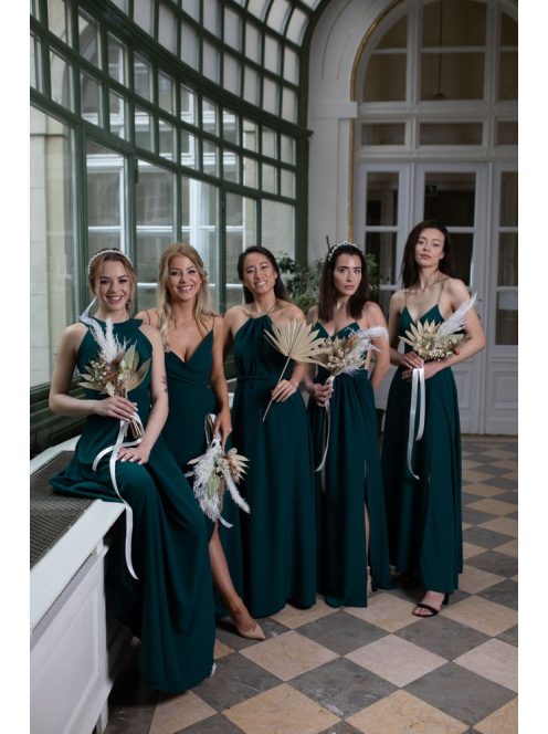 One-size mušelínové maxi šaty- tmavozelené