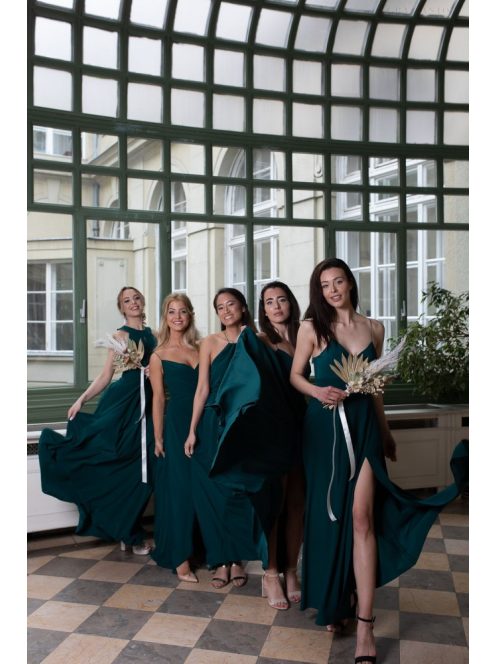 One-size mušelínové maxi šaty- tmavozelené