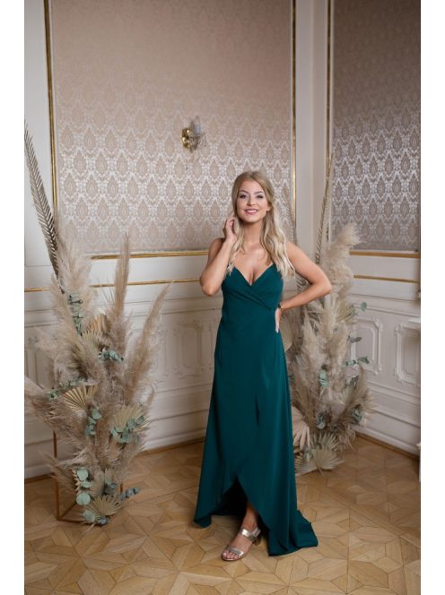 Šaty s preloženým dekoltom - tmavozelená