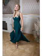 Šaty s preloženým dekoltom - tmavozelená