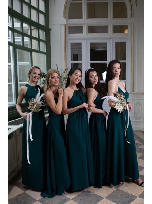 Šaty s preloženým dekoltom - tmavozelená