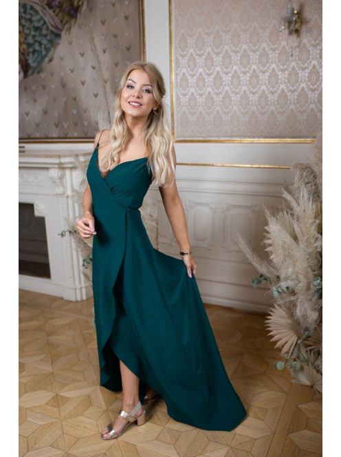 Šaty s preloženým dekoltom - tmavozelená