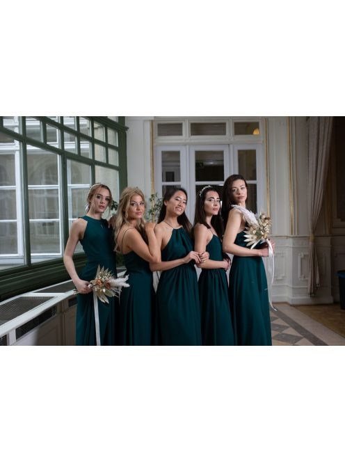 Šaty s preloženým dekoltom - tmavozelená