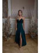 Abigél čipkované maxi šaty - tmavozelená