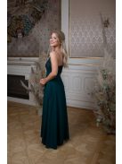 Abigél čipkované maxi šaty - tmavozelená