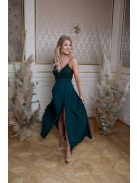 Abigél čipkované maxi šaty - tmavozelená