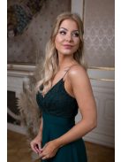 Abigél čipkované maxi šaty - tmavozelená