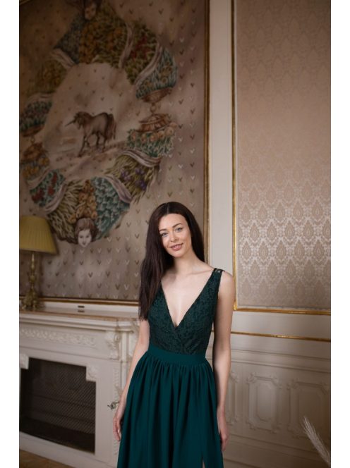 Čipkované body - tmavozelené