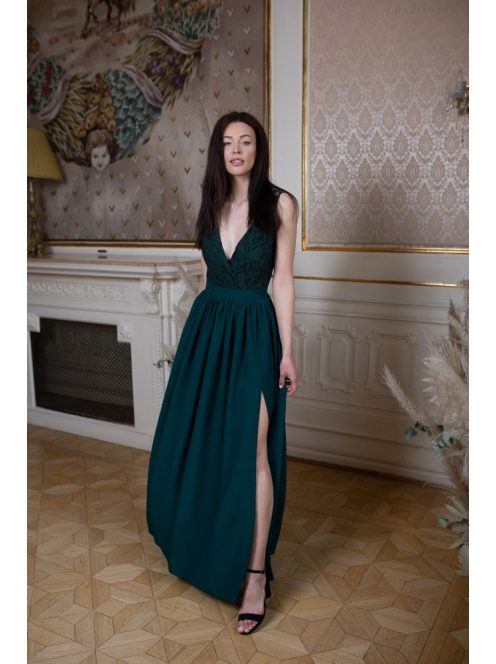 Mušelin maxi sukňa - tmavozelená