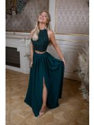 Mušelin maxi sukňa - tmavozelená