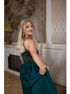 Mušelin maxi sukňa - tmavozelená