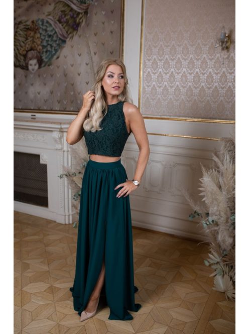 Mušelin maxi sukňa - tmavozelená