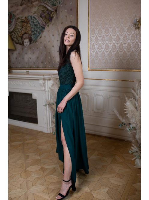 Mušelin maxi sukňa - tmavozelená