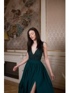 Mušelin maxi sukňa - tmavozelená