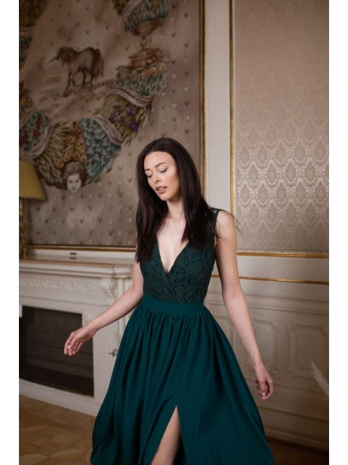 Mušelin maxi sukňa - tmavozelená