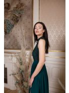 Maxi šaty s čipkovaným topom - tmavozelená