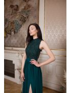 Maxi šaty s čipkovaným topom - tmavozelená