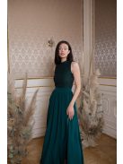 Maxi šaty s čipkovaným topom - tmavozelená