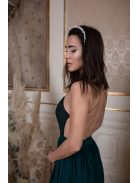 Mušelínové šaty bez chrbtovej časti s čipkovaným topom - tmavozelená