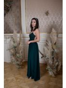 Mušelínové šaty bez chrbtovej časti s čipkovaným topom - tmavozelená