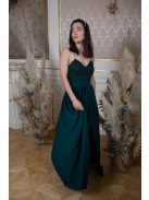 Mušelínové šaty bez chrbtovej časti s čipkovaným topom - tmavozelená