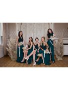 Mušelínové šaty bez chrbtovej časti s čipkovaným topom - tmavozelená