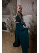 Čipkovaný top s dlhým rukávom – tmavozelený