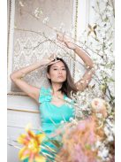 Minišaty s volánovými ramienkami - mentolová