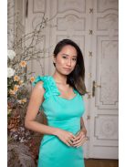 Minišaty s volánovými ramienkami - mentolová