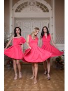 Mini šaty bez chrbtovej časti, so skladanou sukňou - koralová