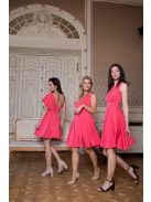 Mini šaty bez chrbtovej časti, so skladanou sukňou - koralová