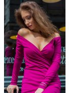 Mini šaty na ramená - magenta