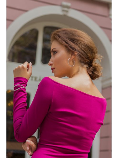 Mini šaty na ramená - magenta