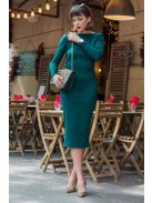 Úzke midi šaty vzadu strihané do tvaru V - zelené