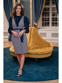 Sassy - Modro-sivé vzorované zásterové šaty