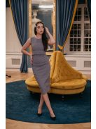 Dressy - Modro-sivé vzorované úzke šaty