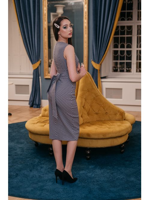 Dressy - Modro-sivé vzorované úzke šaty