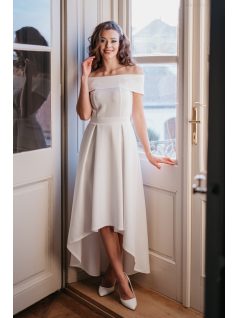 Boundless - biele midi šaty bez ramien