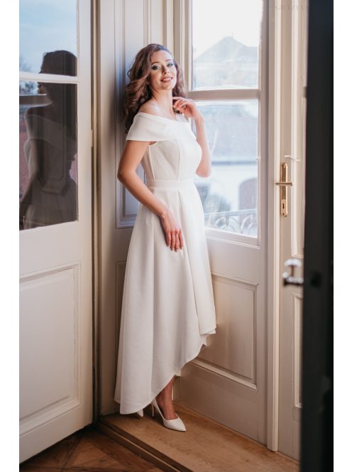 Boundless - biele midi šaty bez ramien