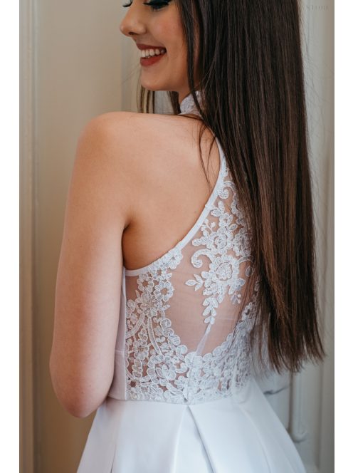 Hackly - biele maxi šaty,  bez rukávov s čipkovaným chrbtom