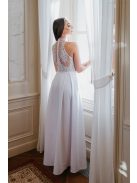 Hackly - biele maxi šaty,  bez rukávov s čipkovaným chrbtom