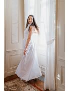 Hackly - biele maxi šaty,  bez rukávov s čipkovaným chrbtom