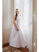 Hackly - biele maxi šaty,  bez rukávov s čipkovaným chrbtom