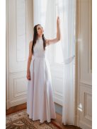 Hackly - biele maxi šaty,  bez rukávov s čipkovaným chrbtom