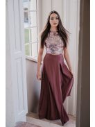 Shiny top - staroružový crop top s čipkou a flitrami