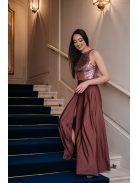 Shiny top - staroružový crop top s čipkou a flitrami