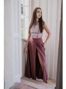 Shiny top - staroružový crop top s čipkou a flitrami